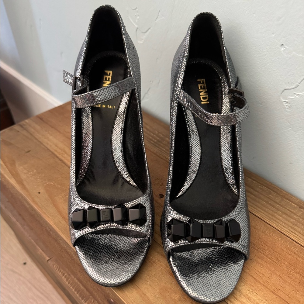 Fendi sparkling peep toe heels